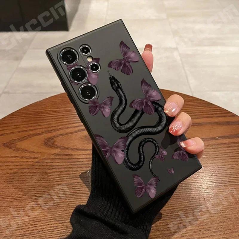 

Snake Butterfly Graphic Phone Case For Samsung Galaxy S24 Ultra S23 FE S22 S20 Plus A15 A35 A50 A51 A54 A55 A71 A72 A73 5G Cover S22