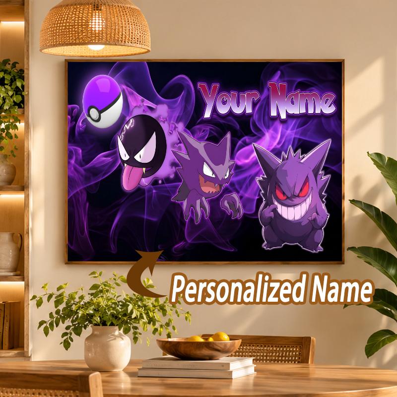 Gengar Haunter Gastly Custom Name Diamond Painting Personalized 5D Full Drill DIY Diamond Art Home Decor