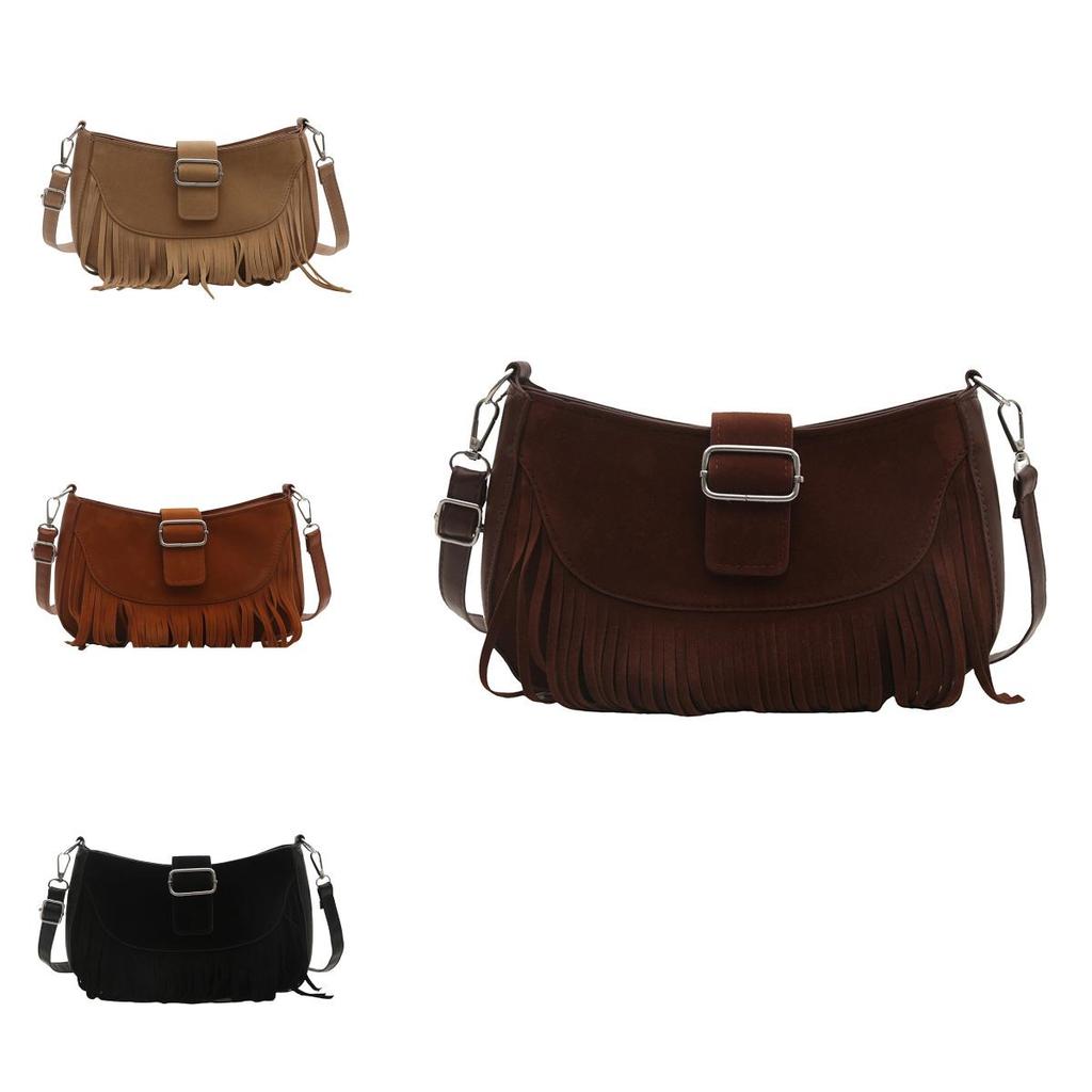 Fashion Suede Tote Bag With Fringes For Travel And Casual Use