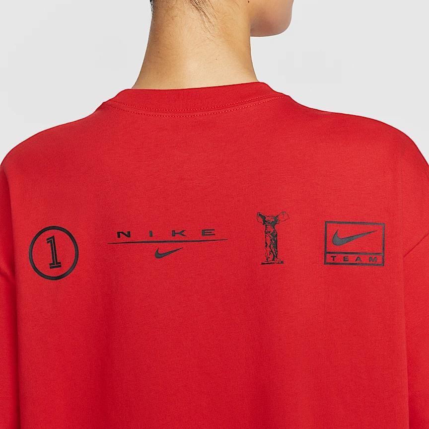 Nike Sportswear Logo Loose Fit Crew Neck Comfortable Short Sleeve T-Shirt Women Tops University-Red HJ2994-657