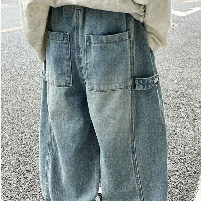 Boys' Jeans Spring and Autumn Children's Handsome Workwear Casual Pants Straight Leg Wide Leg Pants Boys' Trendy