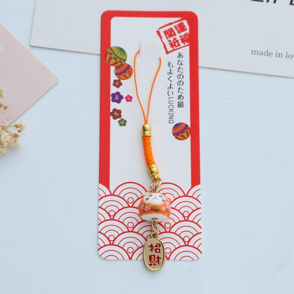 Cartoon Maneki Neko Pendant Car Keyring Phone Strap Ornaments Fashion Lucky Cat Keychain  Gifts