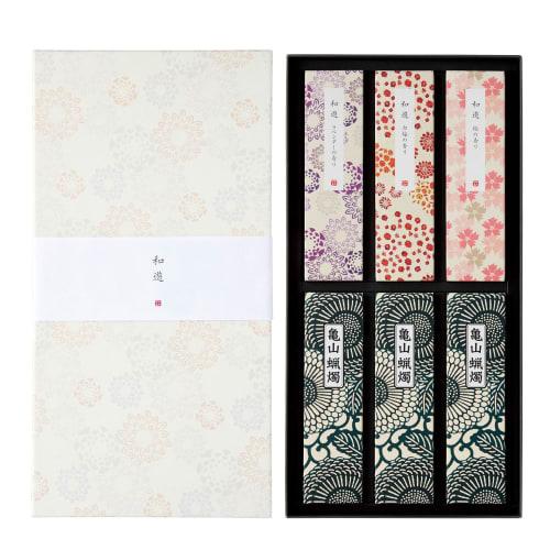 Kameyama Gift Wayu Incense and Candle Set: 3 Types of Incense + 10-Minute Candle