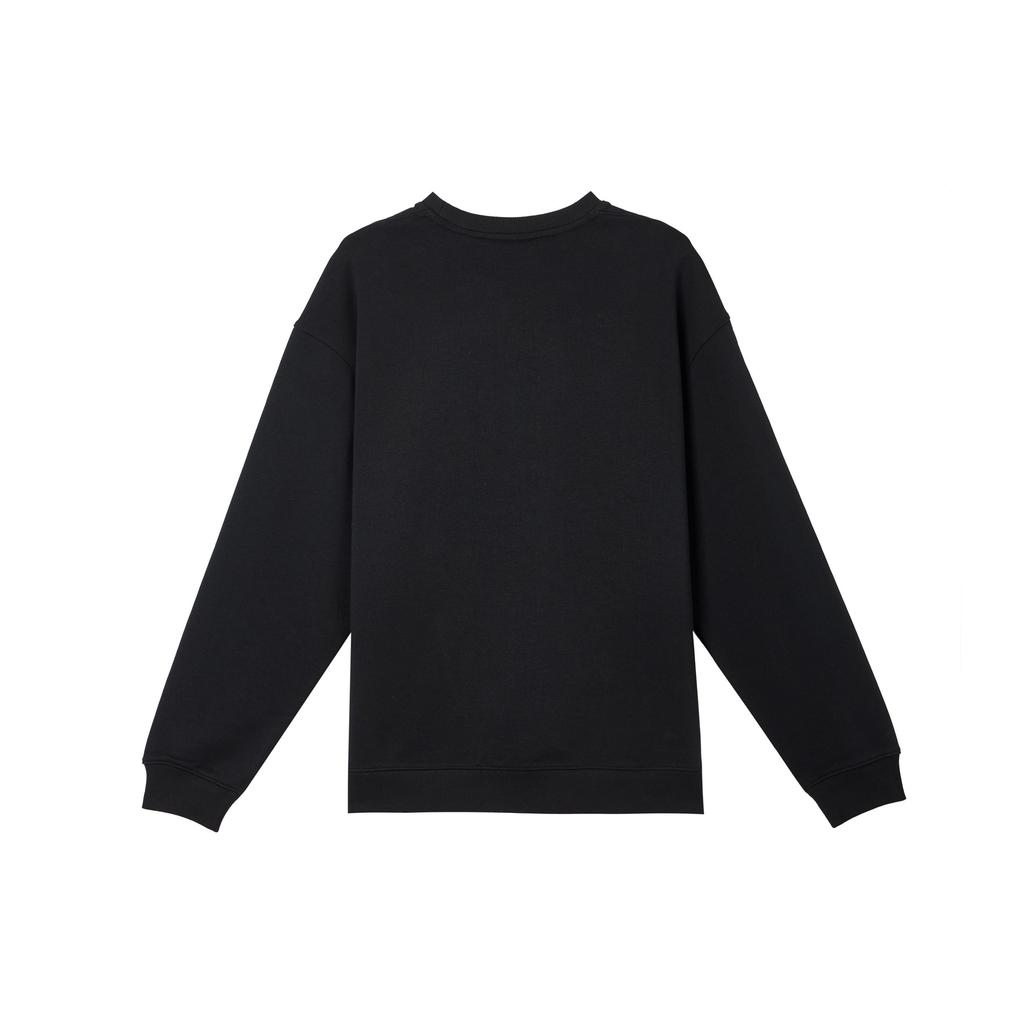 FILA Logo Heart Print Round Neck Loose Long Sleeve Sweatshirt Men sweatshirt Black F11U439202F-BK