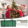 Christmas Wreath Storage Bag Wrapping Paper Organizers with Handle Zipper Closure Waterproof Tear Proof Storage Bag with Interior Pockets