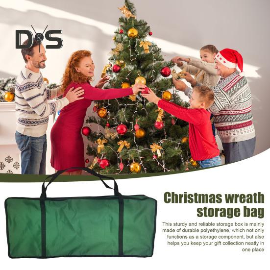 Christmas Wreath Storage Bag Wrapping Paper Organizers with Handle Zipper Closure Waterproof Tear Proof Storage Bag with Interior Pockets