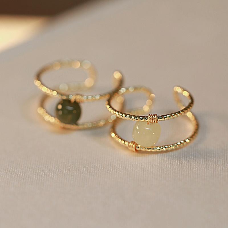 Trendy Ins Style Double Layer Open Ring For Women Elegant Vintage Copper Jewelry