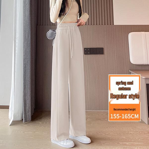 Women's Petite Velvet-Lined Wide-Leg Sweatpants, Straight-Leg Style, Height-Enhancing, 2025 Autumn/Winter Collection.