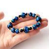 [GOLD STONE] Glowing Firefly Glass Blue Bracelet, Okinawa Power Stone, Inner Diameter: Approx. 16.5cm