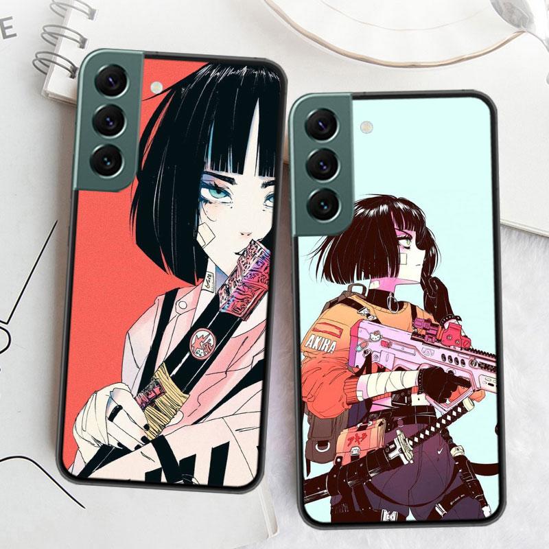 Vaporwave Glitch Anime Phone Case For Samsung Galaxy A12 A22 A32 A42 A52 A72 A54 A34 A24 A14 A73 A53 A33 A23 A13 5G F52 F62 Cove