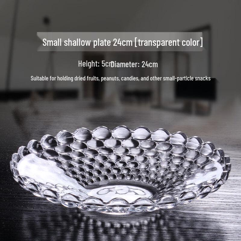Yude Crystal Glass Snack & Fruit Plate Set (3-Pack)