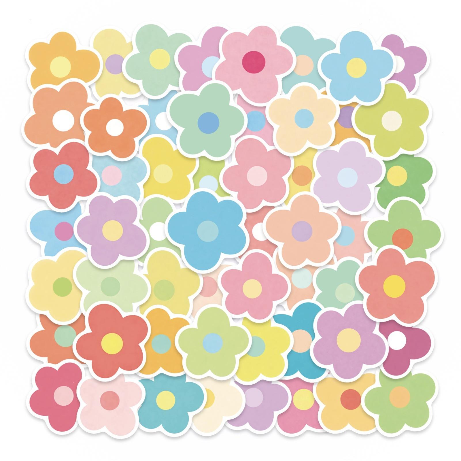 

56 Macaron Small Flower Stickers Do Not Repeat, Wind Girl Heart Hand Account Material Diy Decorative Sticker