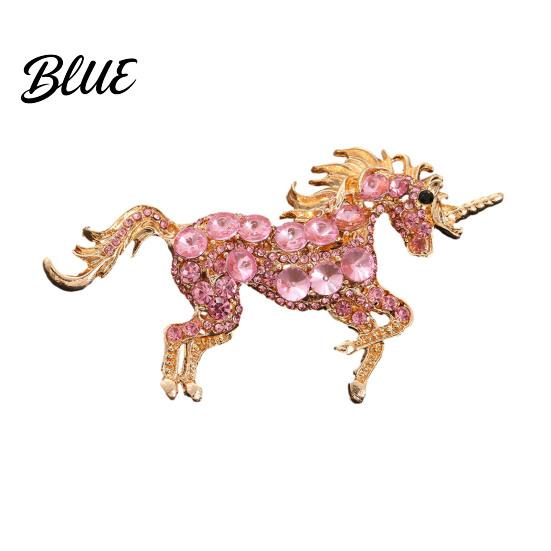 Rainbow Unicorn Pin Brooch Horse Design Enamel with Imitation Crystals