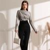 Blusas de otoño para mujer, de manga larga, elásticas, de color puro, para salir, fruncidas, elegantes, suaves y ajustadas, para mujer