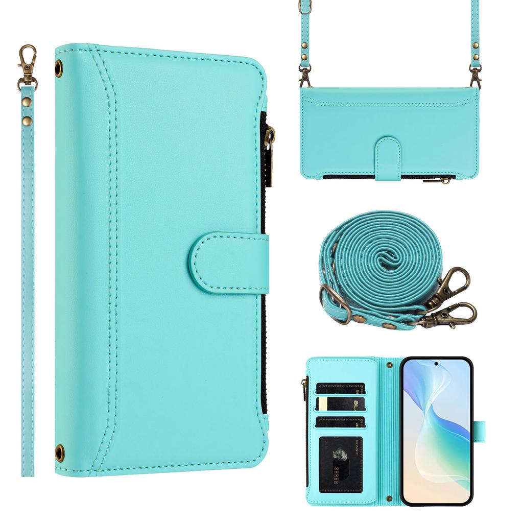 Crossbody Card Solt Zipper Wallet Book Case For Google Pixel 9 Pro XL 9A 8 8Pro 8A 7A 7 Book Pocket Bag Long Lanyard Stand Cover