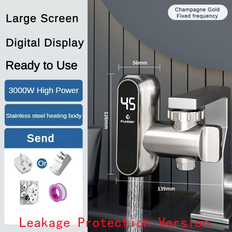 Electric Faucet Stainless Steel Hot and Cold Dual-purpose Faucet Temperature Digital Display Electricity Isolation Instant Hot Water Faucet