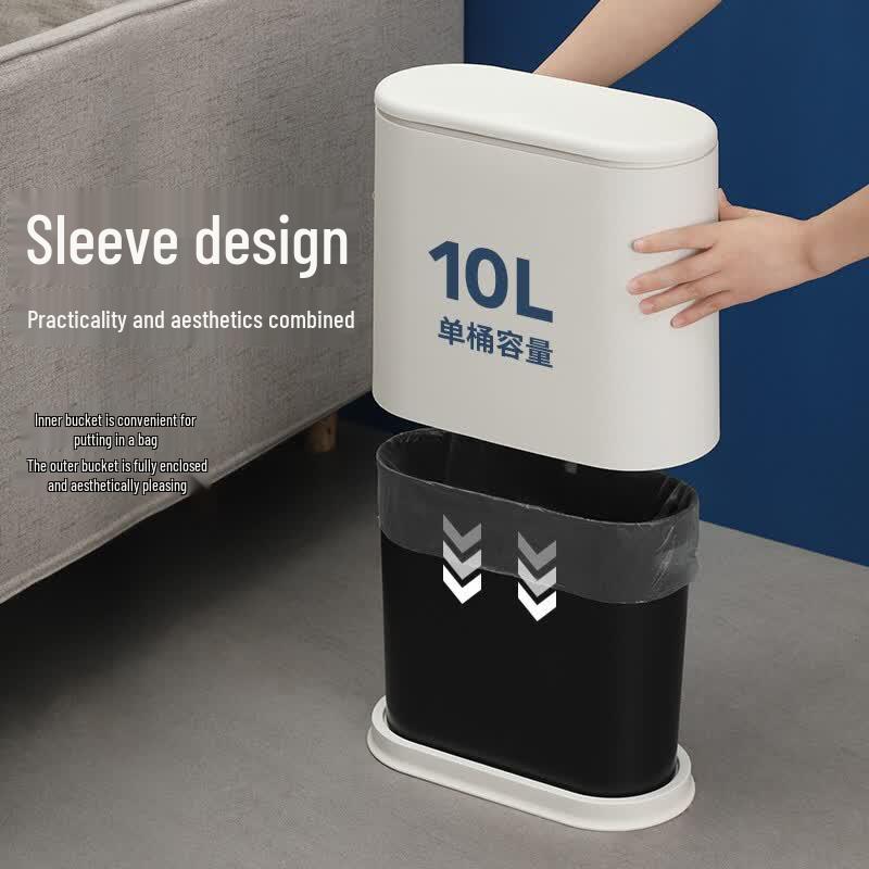 LYNN Narrow Press-Top Trash Can