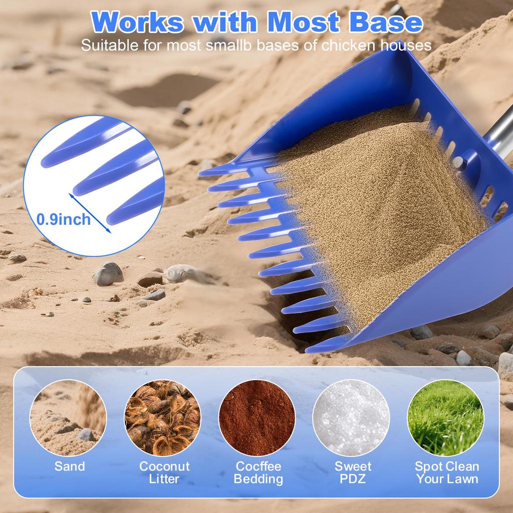 Durable 2-in-1 Chicken Manure Shovel & Rake with Sand Sieve for Chicken Coops & Small Farms