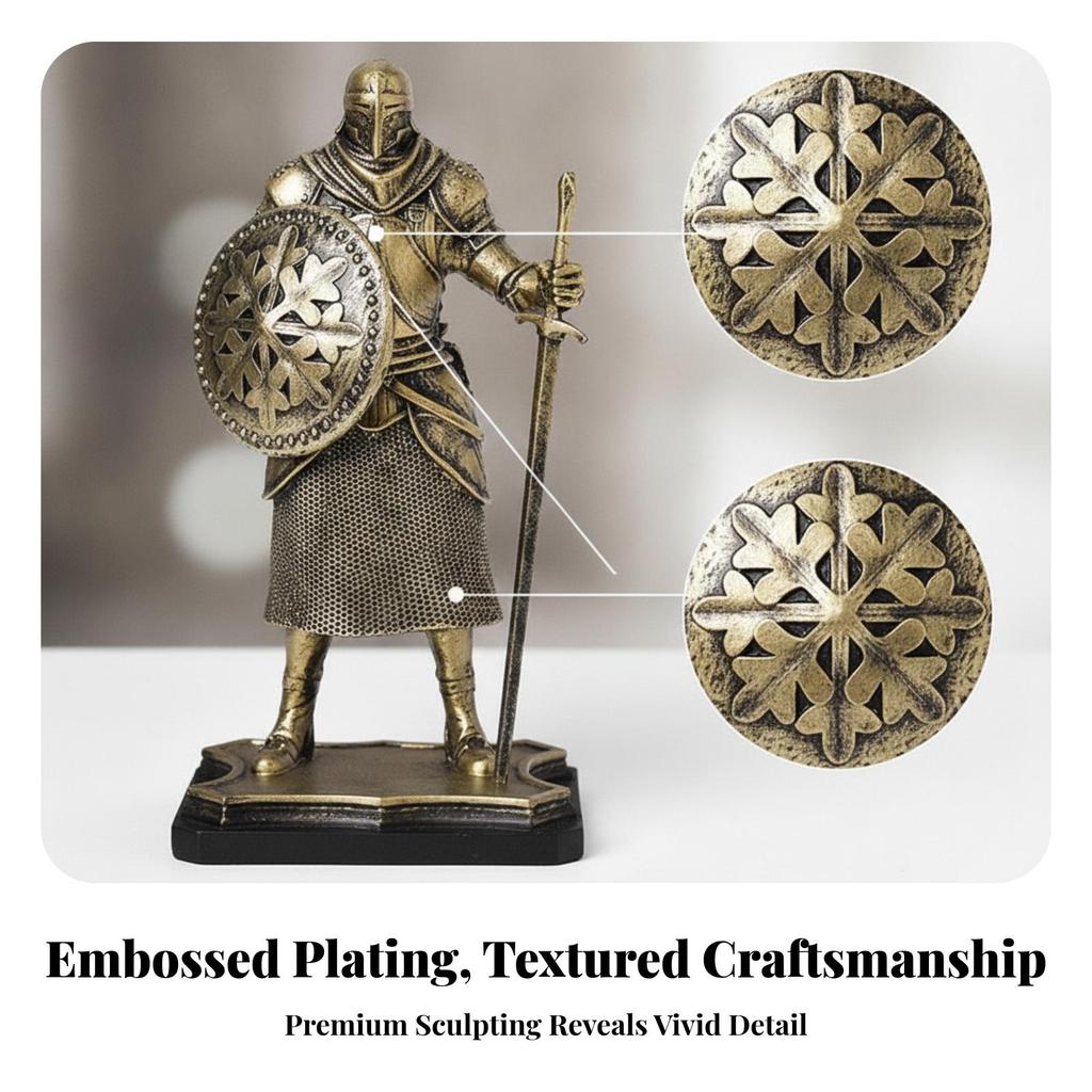 Metallic-LookLook Medieval Knight Figurine Nordic with Buckler