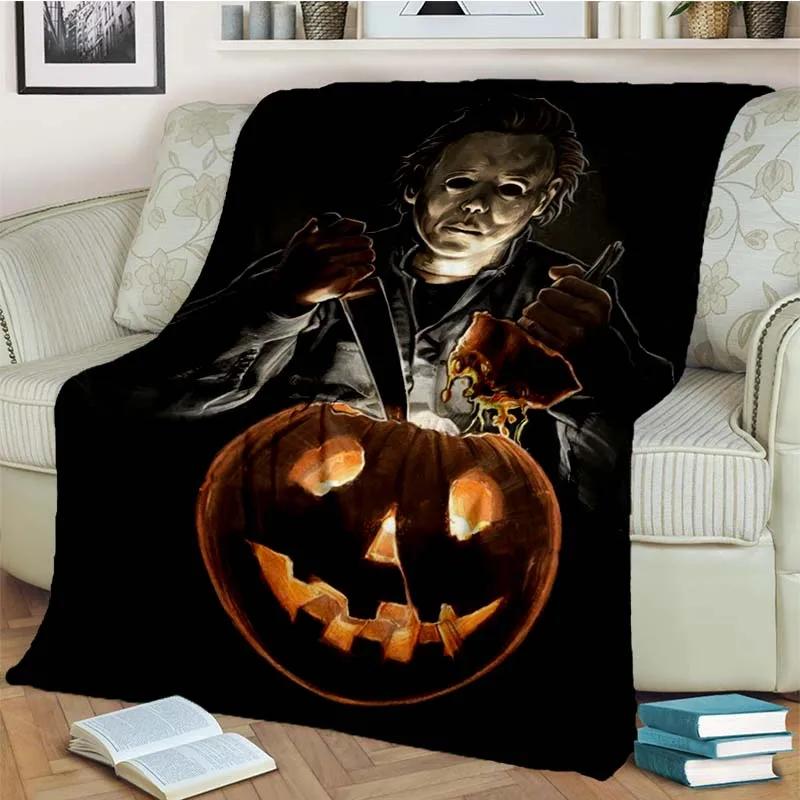 HD Horror Movie Game Halloween Gift Blanket Michael Myers Sofa Bed Decor Warm Flannel for Outdoor Picnic Car
