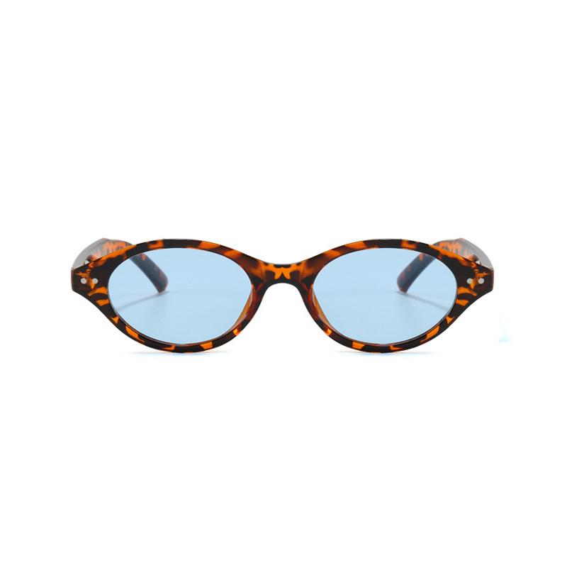 Retro Small Oval Sunglasses Women Brand Design Rivet Leopard Tortoise Shell Sun Glasses Outdoor Shades Female UV Oculos De Sol