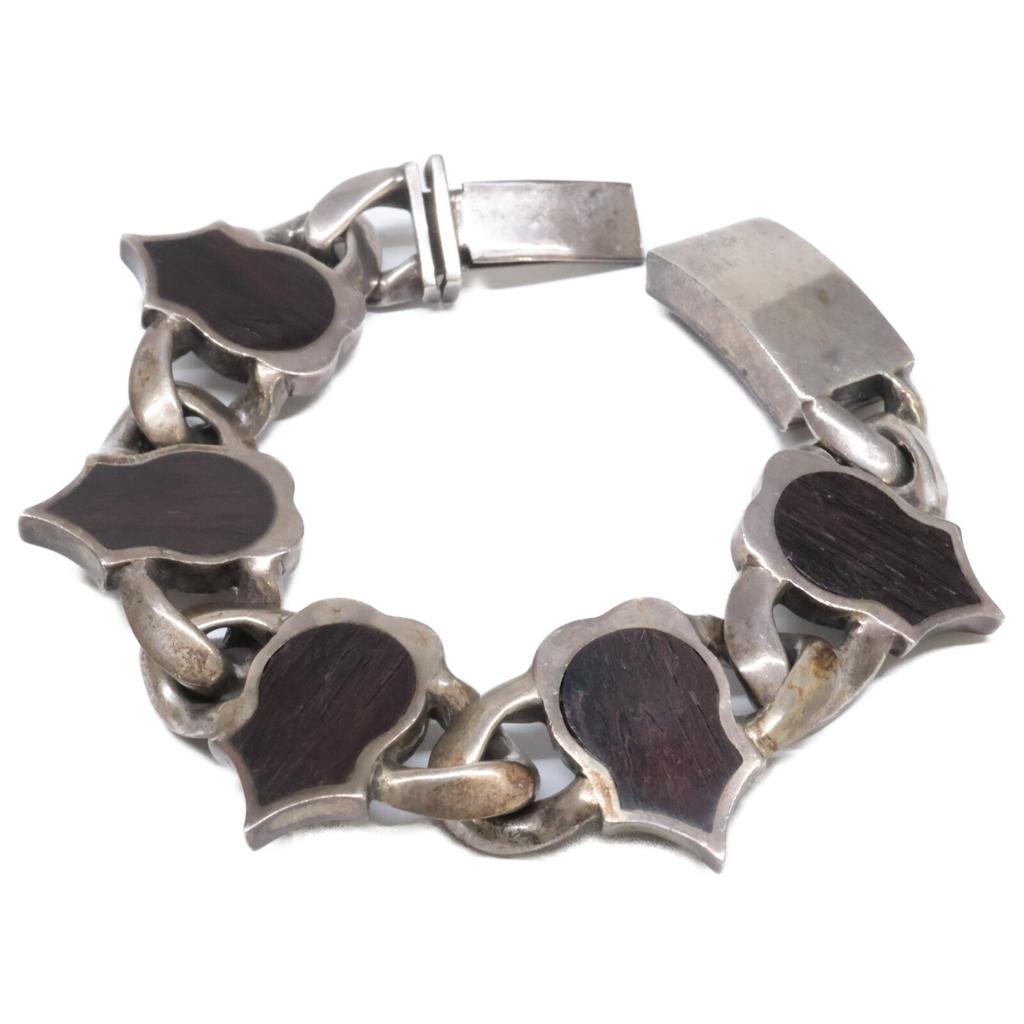 STANLEY GUESS SV925 wood guitar Bracelet Silver/Dark brownUsed