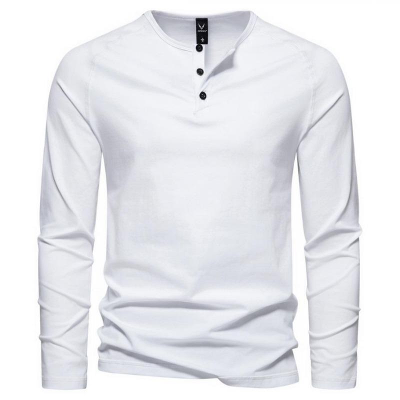 Men Solid Color Long Sleeve Casual Basic Bottoming T Shirt For Daily Wear