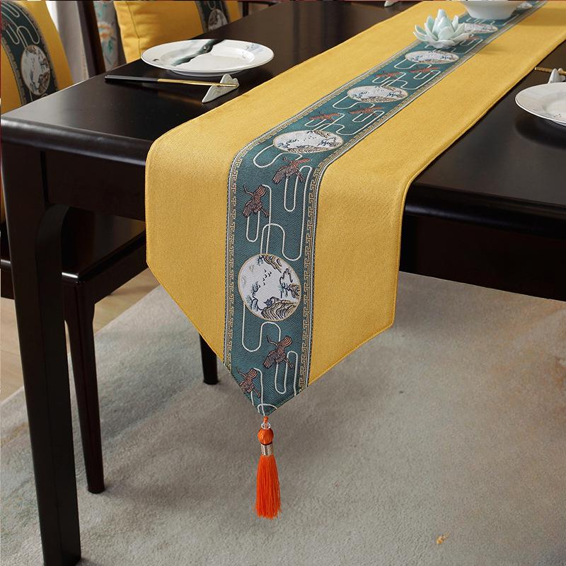 Waterproof New Chinese Style Table Flag Tea Ceremony Zen Tea Mat Tea Table Fabric Long Strip Tablecloth Chinese Style Tablecloth