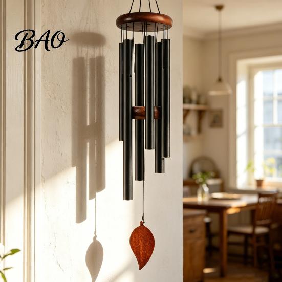 Weather Resistant Wind Chimes Metal Chime with 6 Aluminum Tubes, Garden Hanging Chimes, Long Lasting for Outdoor Patio Decoration