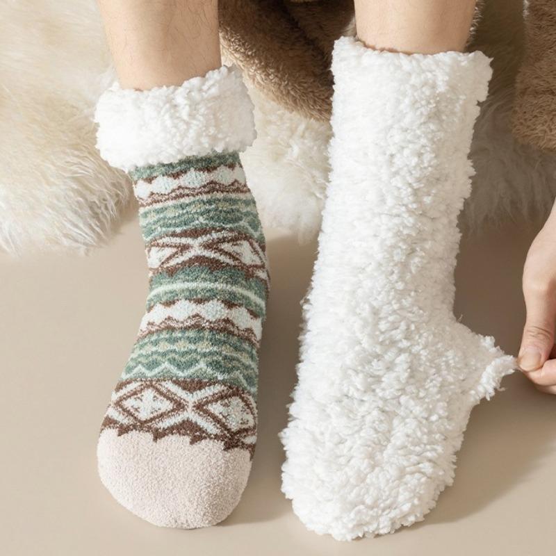 Ethnic Style Warm Socks Winter Home Floor Socks Thick Plush Men's Socks