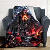 Dark Grim Reaper Print Flannel Blanket High Quality Warm Comfortable Cover for All Seasons Perfect for Gifts Home Decor