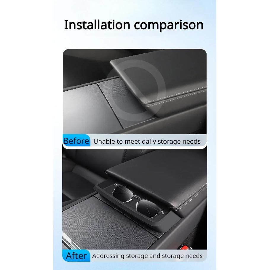 Sunglasses Storage Case for Tesla Model Y LAUNCH/Juniper/Model 3+ Highland 2025 Central Control Glasses Pocket Car Armrest Box