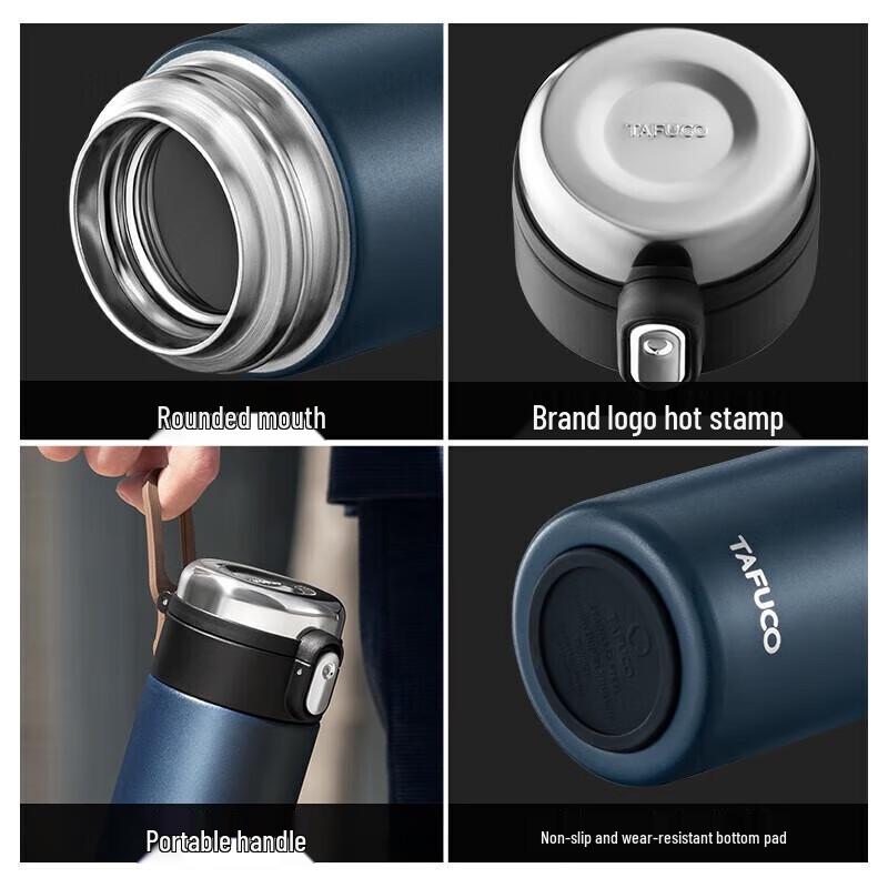 TAFUCO 316 Stainless Steel Flip-Top Business Insulated Tea Mug