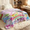 Sanrio All Star Characters Flannel Blanket Kawaii Hello Kitty Kuromi Cinnamoroll Rainbow Print Throw Bed Sofa Room Aesthetic