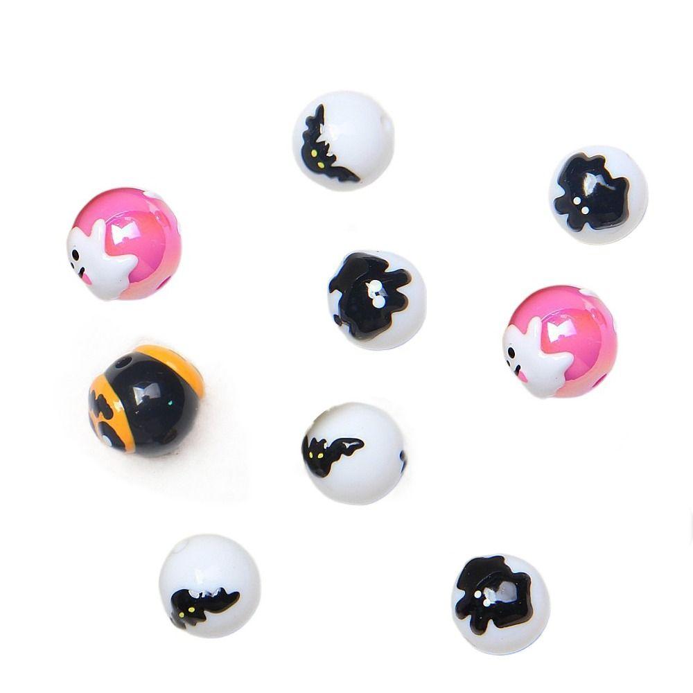 10 Stück Acryl Halloween DIY Schmuckperlen Cartoon Handgezeichnete Acrylperlen Schmuckherstellung