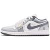 Air Jordan 1 Abrasion Resistant Low Top Vintage Basketball Shoes Unisex Gray White 553558-152(TeamF-)