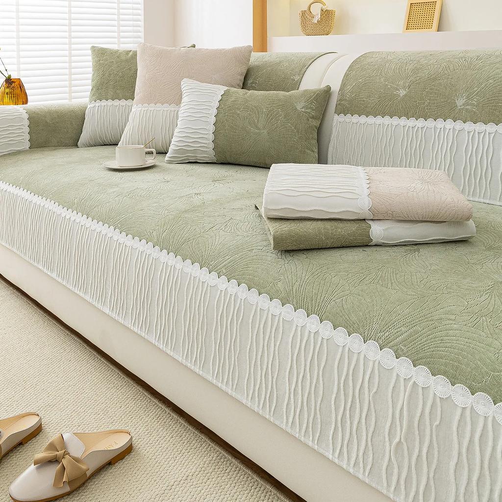 Chenille Sofabezug Rutschfest Universell Couchkissen Handtuch für Wohnzimmer Staubdichte Sofamatte Möbelschutz Heimdeko
