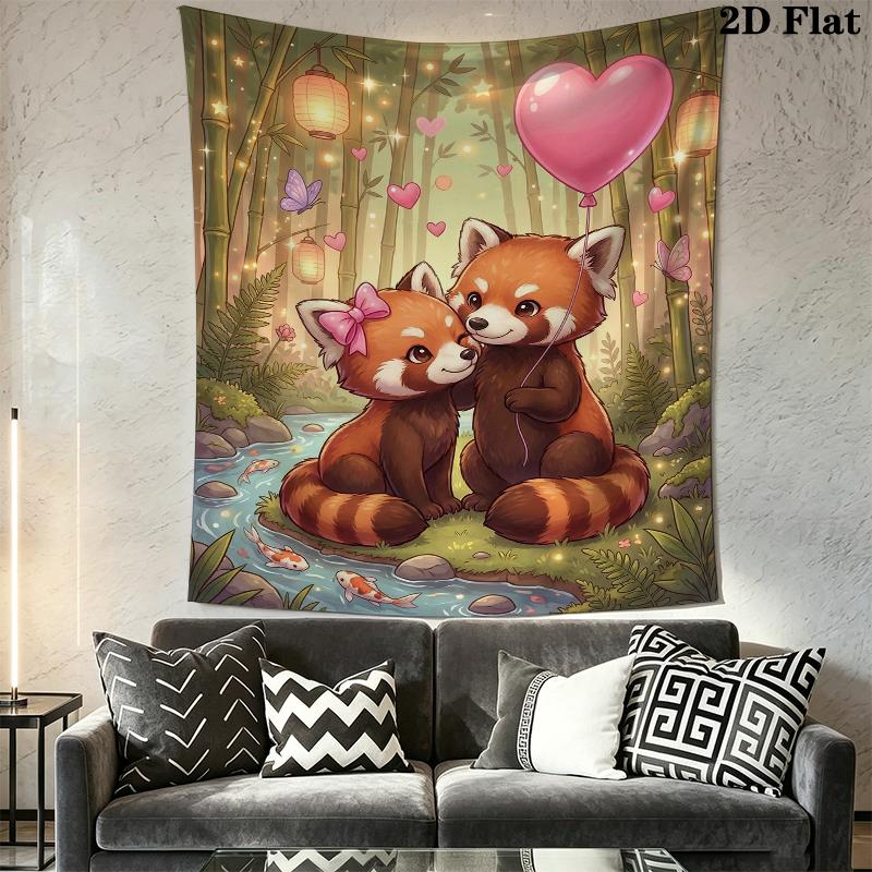 Cute Cartoon Animals Wall Tapestry Aesthetic Wall Hanging Printed Fabric Blanket Decorative Tapestries for Bedroom Living Room Home Decor