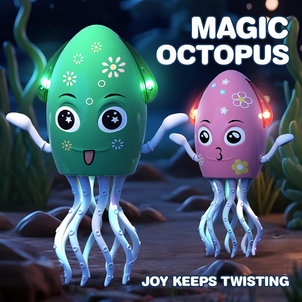 Electric Dancing Squid Octopus Dancer Novelty  Fidget Toys Luminous Music Baby Crawling  Toys Games For Kids Children Pets Cats