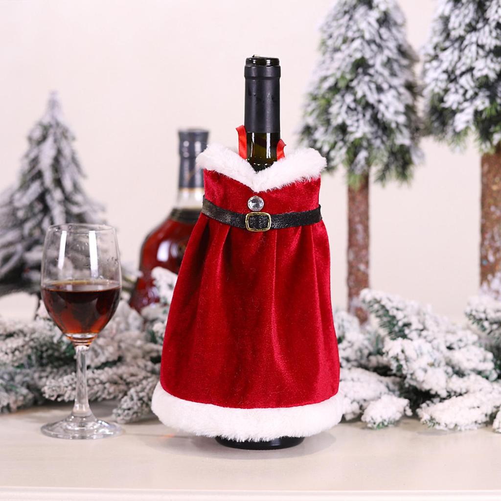 Festive Christmas Wine Bottle Dress Cover - Red