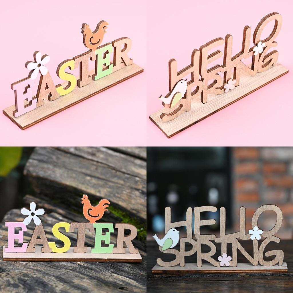 Wooden Charming Letter Figurines For Easter Holiday Decor And Atmosphere Festive