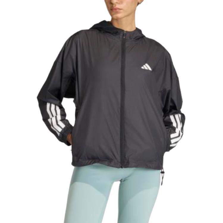 adidas Hyperglam Třípruhový volný dlouhý větrovka Dámské svrchní oblečení JX1872