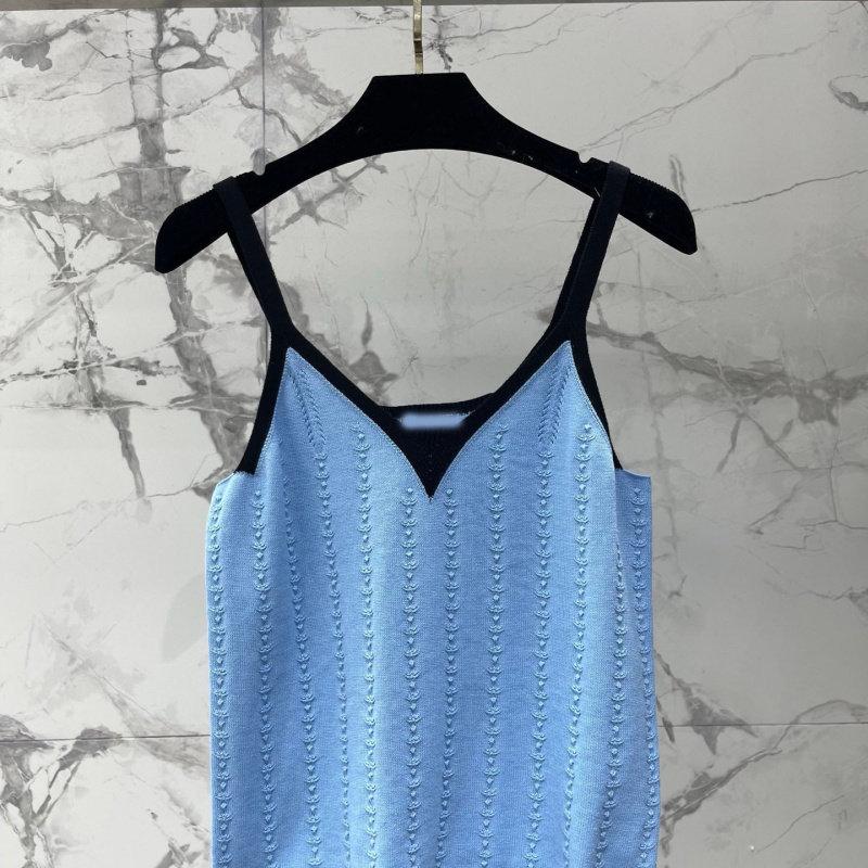 [Spot] Niche 2026 spring new French color matching v-neck knitted sling vest women s backless inner top S небесно-голубой