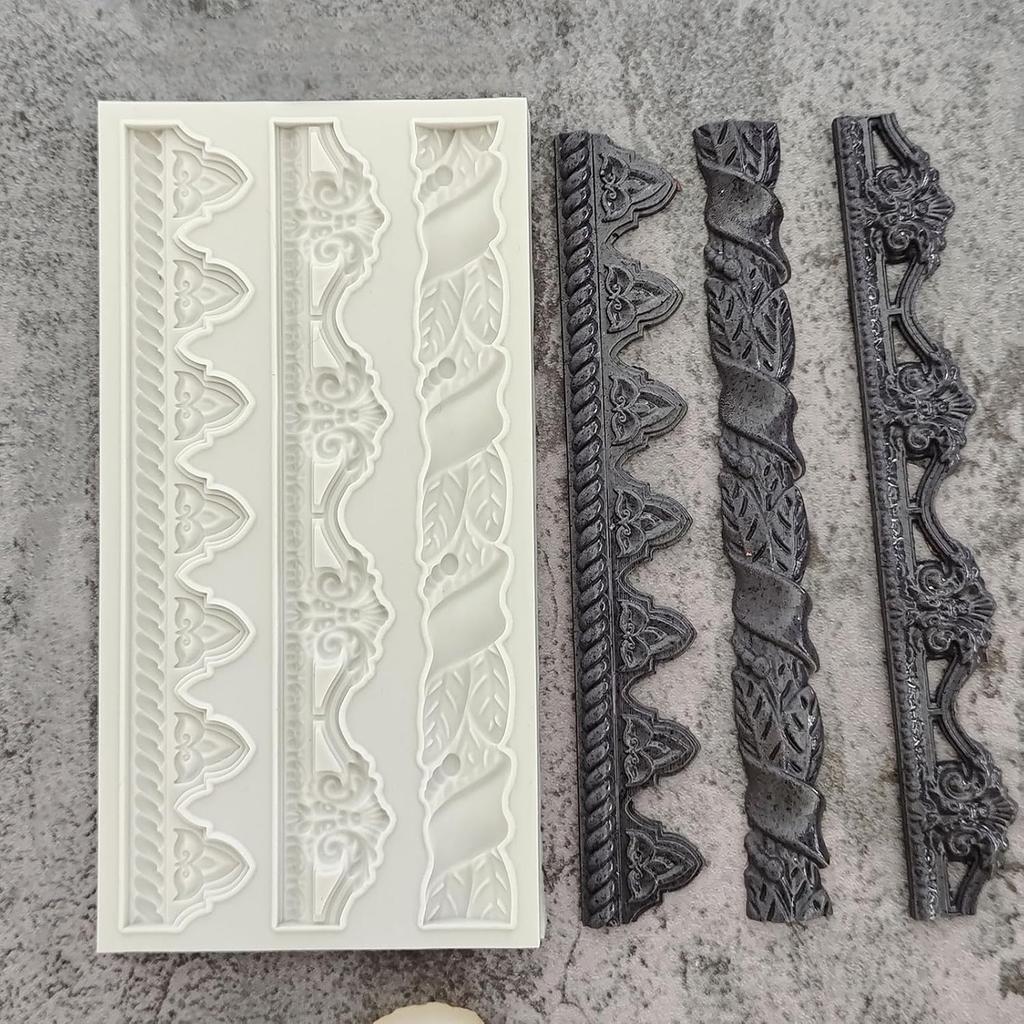1 Pcs Baroque Cake Border Silicone Mold, Reble Cake Decoration Fondant Mold for Wedding Cupcake Toppers, Chocolate, Candy, Clay, Plaster, Resin, Home