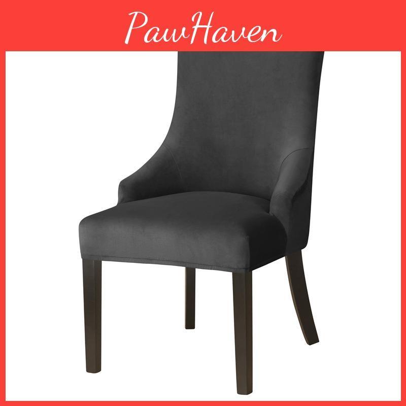 Wingback Velvet Stretch Chair Cover High Back Sloping Arm Dining Cover Chairs