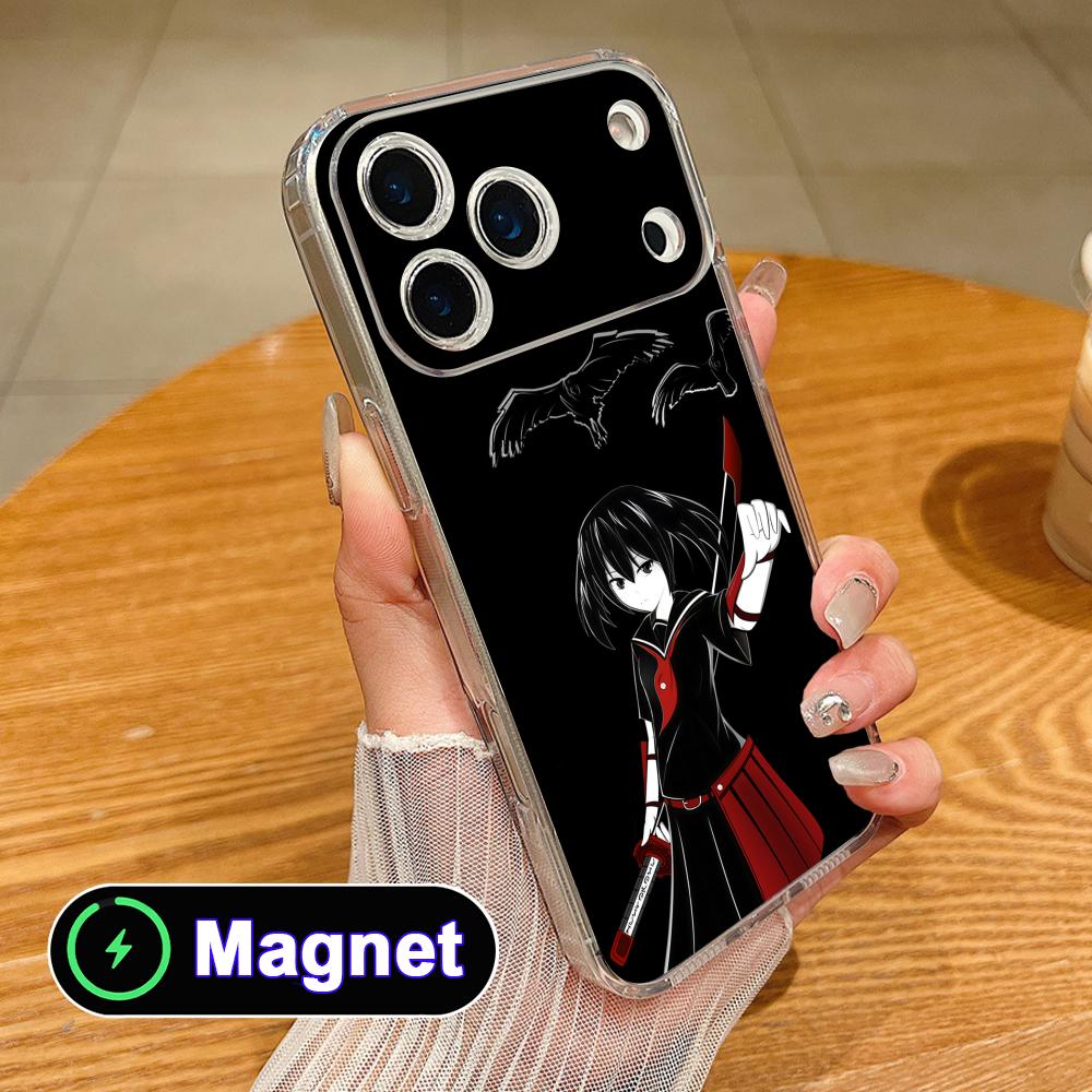 Akame Kurome Clear TPU Magsafe Mobile Phone Case for iPhone 17 16 15 14 13 12 11 Air Pro Max Plus Mini Colorful Cover