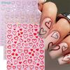 Heart Nail Art Stickers - 3D Self-Adhesive Love Heart Decals for Valentine's Day Nails