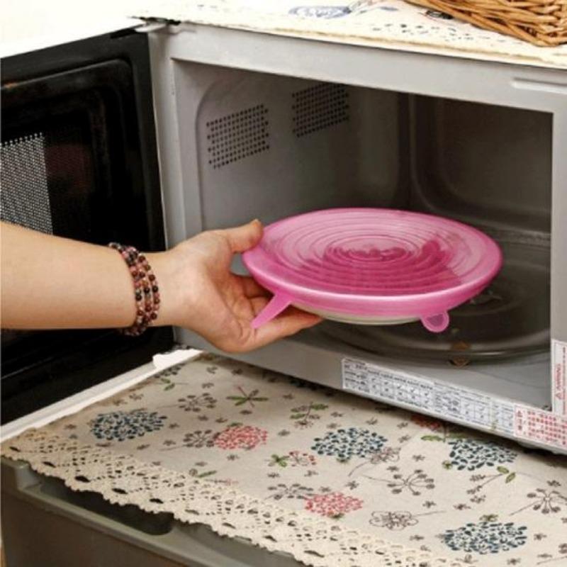 6Pcs Silicone Food Covers Bowl Lids Kitchen Gadgets Strong Stability Dust-proof Fresh-keeping Food Grade Multifunction Flexible