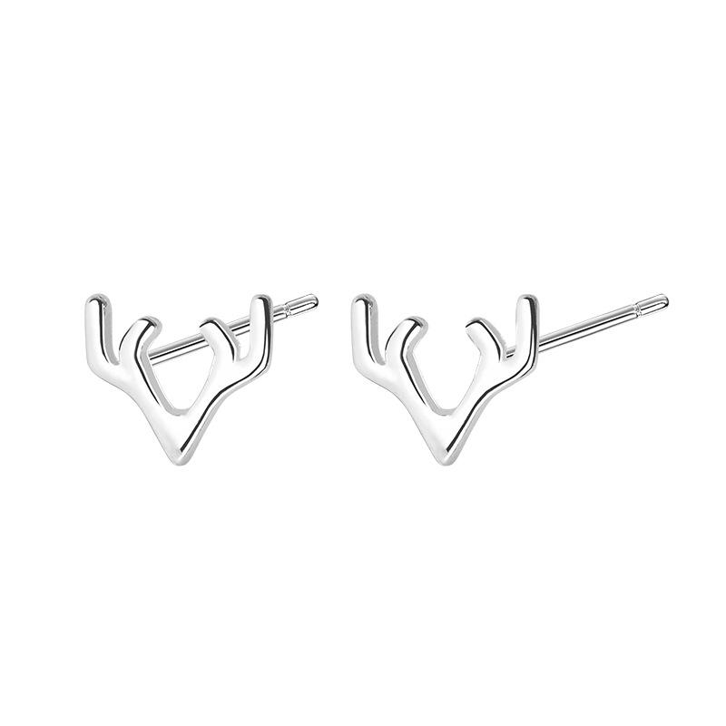 Minimalist Christmas Antler Stud Earrings For Women Small Delicate Fresh Temperament Versatile Cold Jewelry