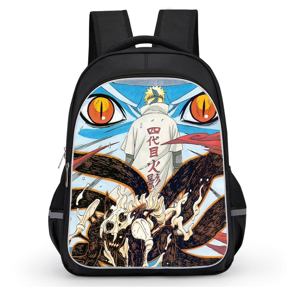 Dual Zipper Pockets, NARUTO Design Suitable For Boys&Girls, Durable 16-inch Lightweight Kids Cartoon Student Backpack Age 5-10.